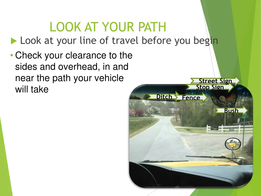 look at your path look at your line of travel