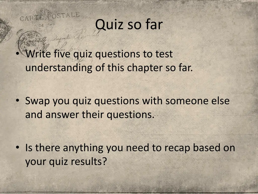 quiz so far