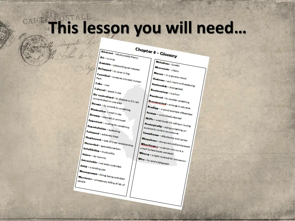this lesson you will need
