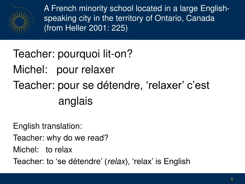 a french minority school located in a large