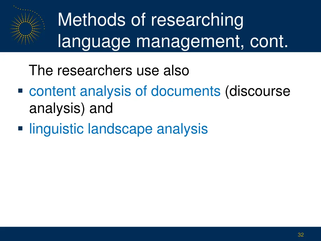 methods of researching language management cont