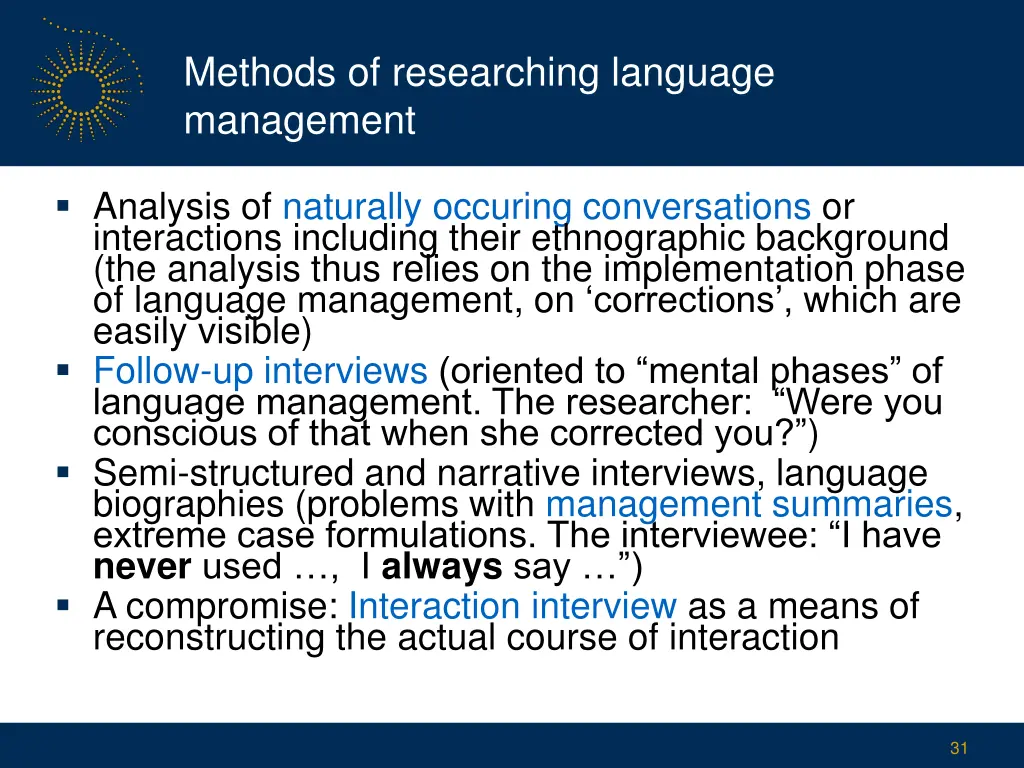 methods of researching language management