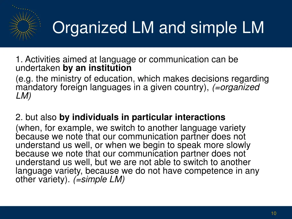 organized lm and simple lm