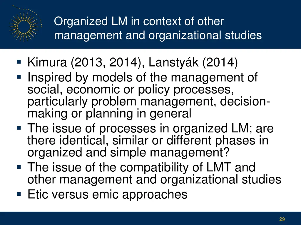 organized lm in context of other management