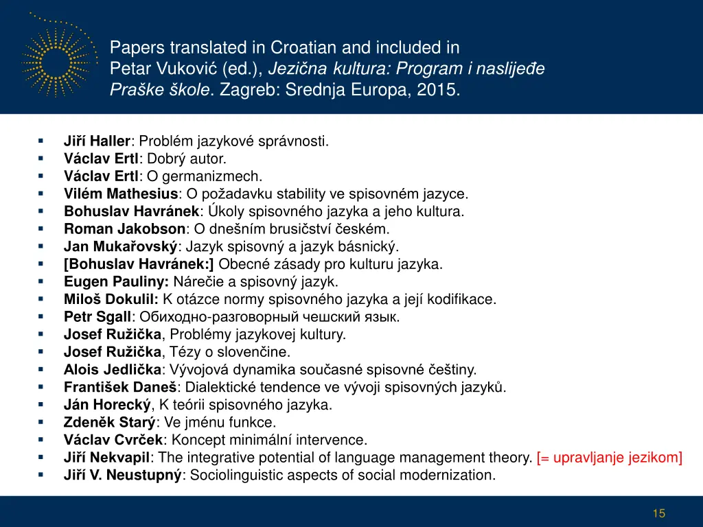 papers translated in croatian and included