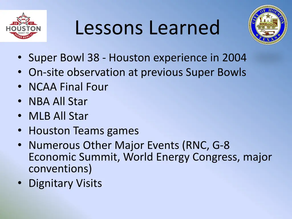 lessons learned