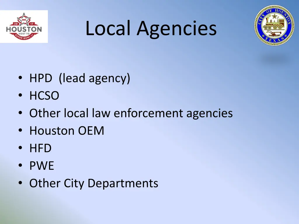 local agencies