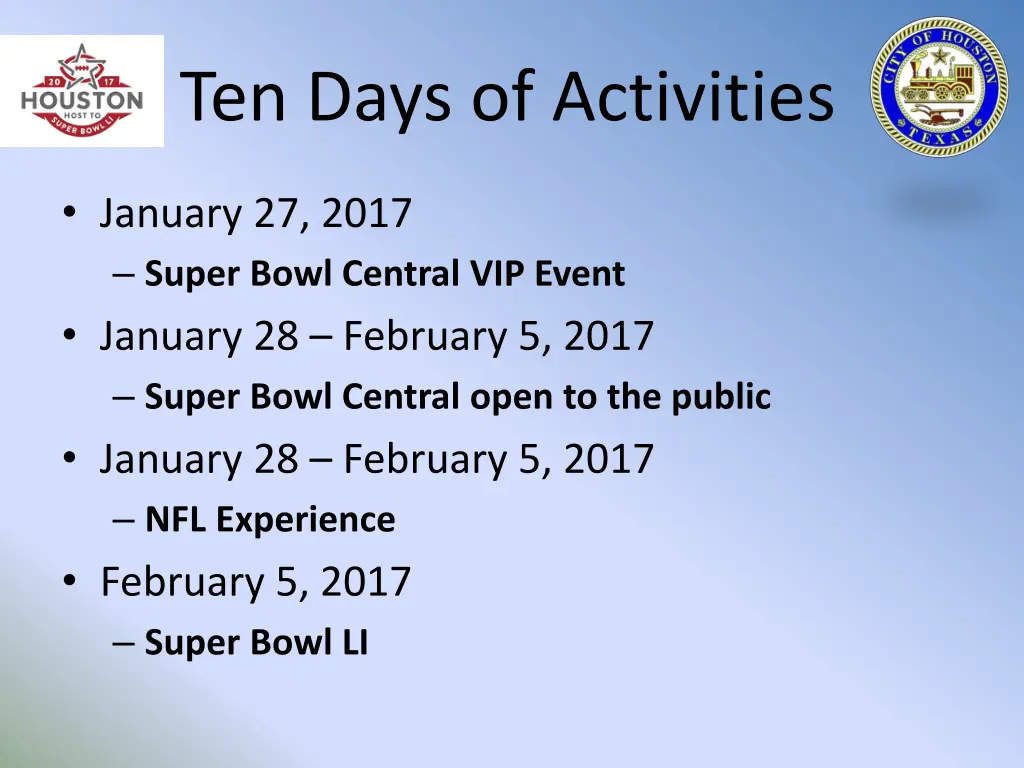 ten days of activities