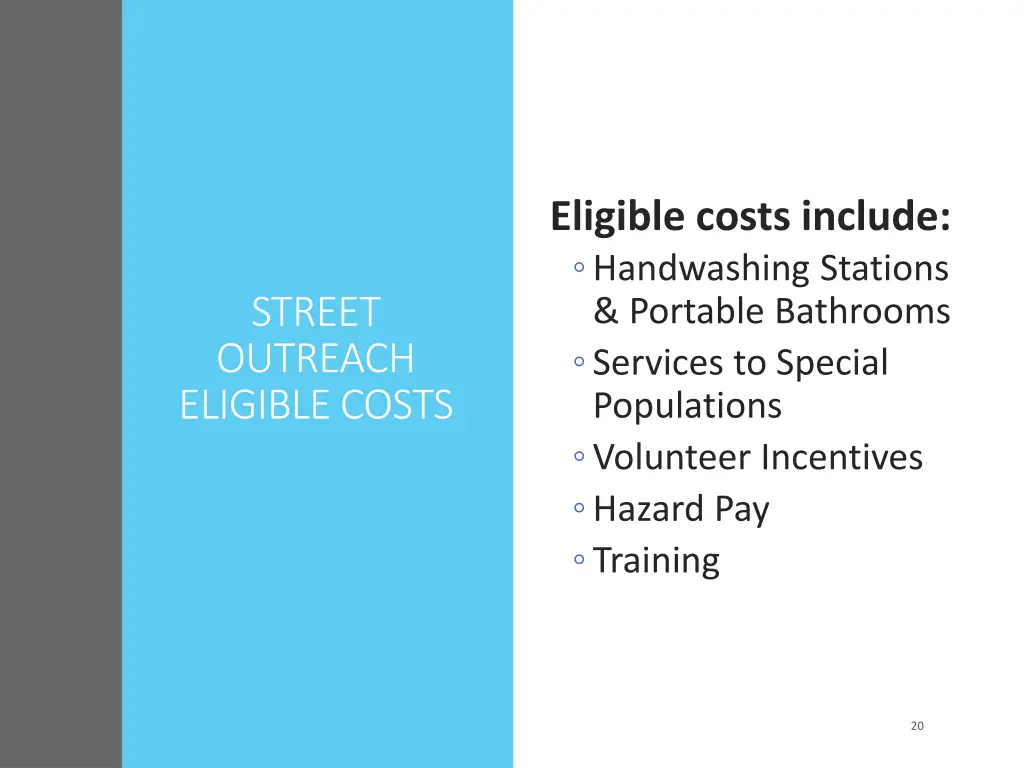 eligible costs include handwashing stations