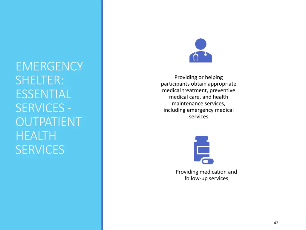 emergency shelter essential services outpatient 1