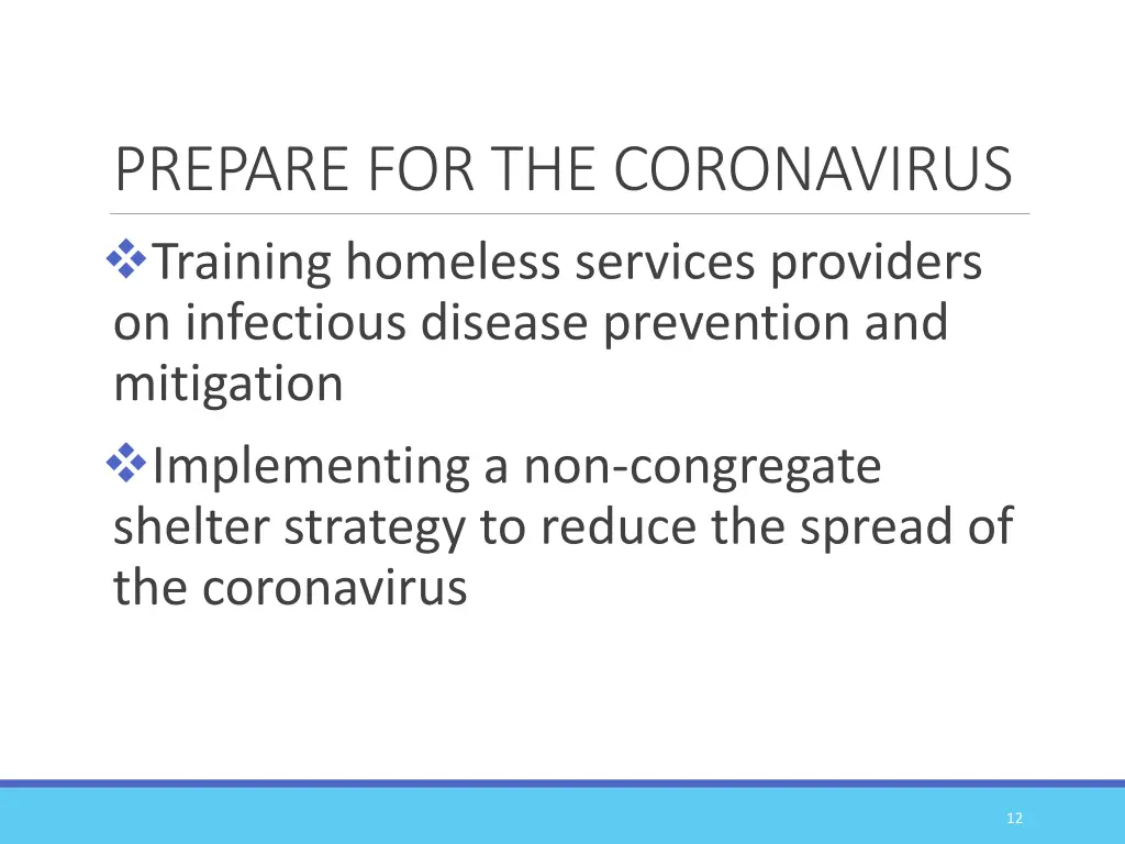 prepare for the coronavirus training homeless