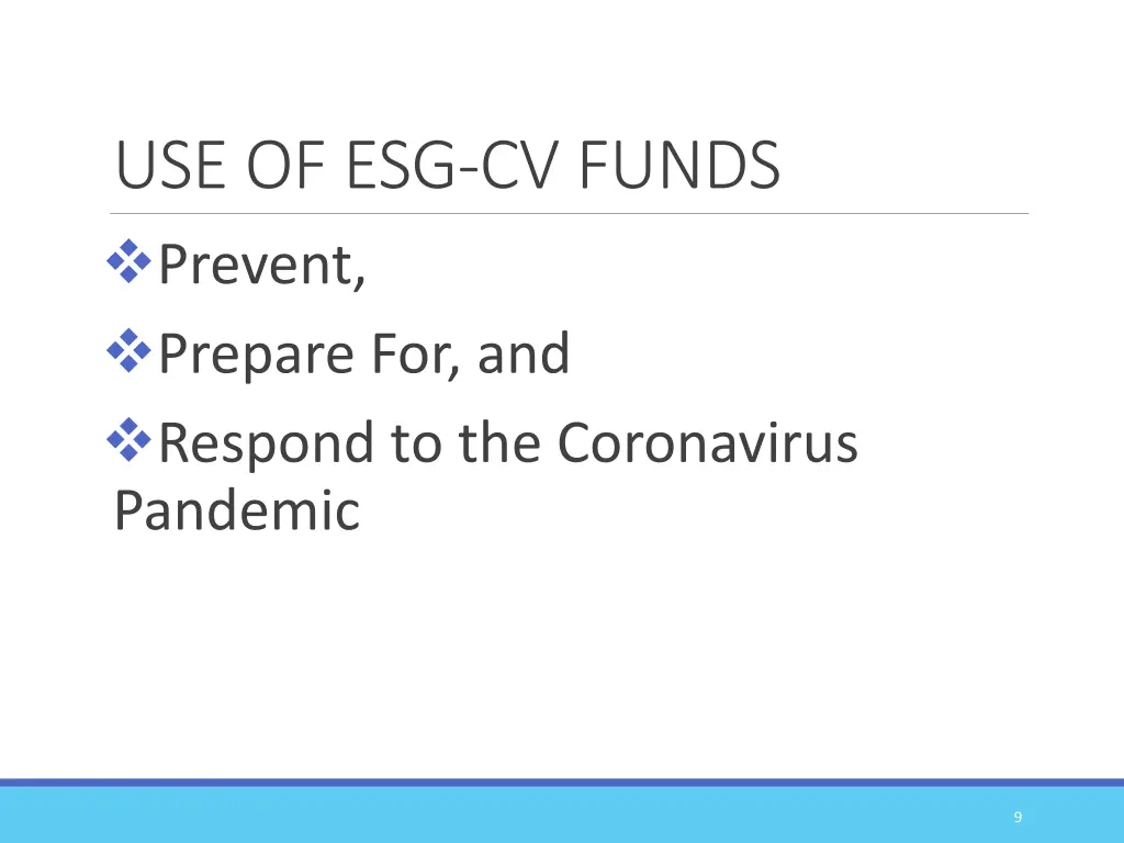 use of esg cv funds prevent prepare