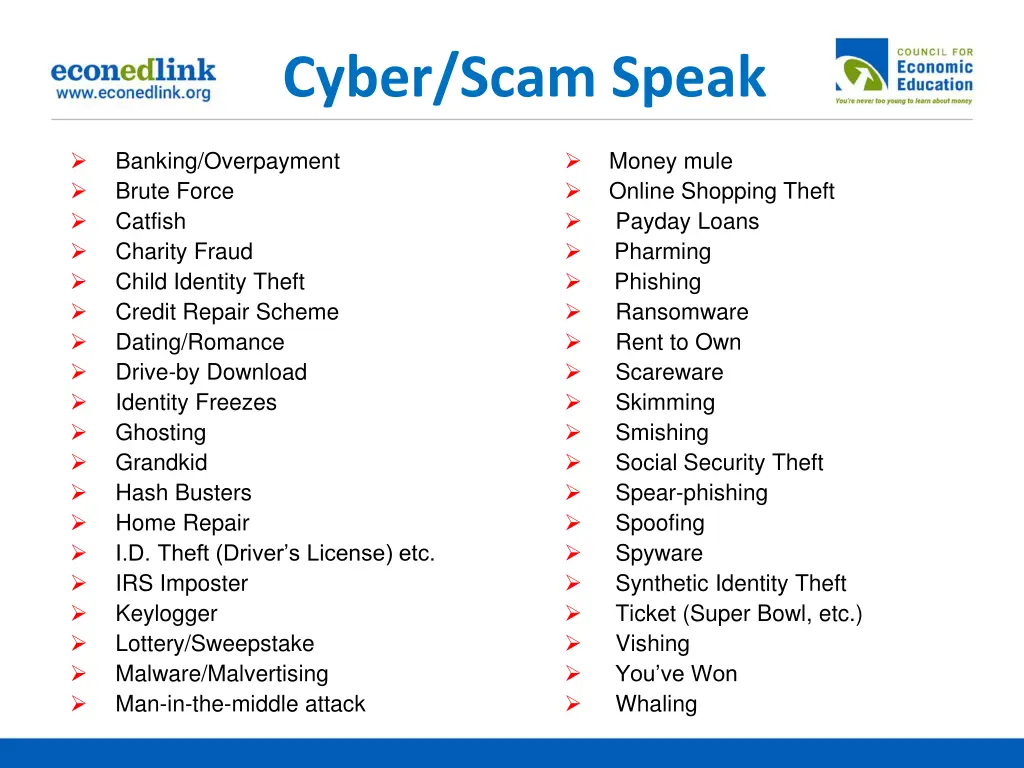 cyber scam speak