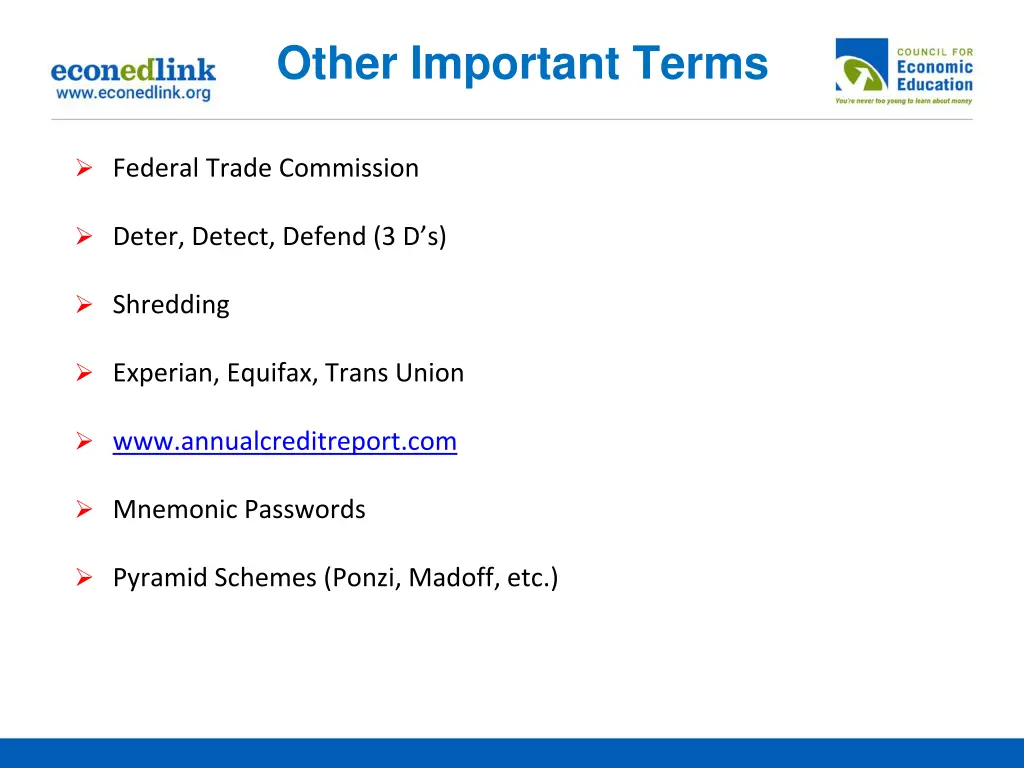 other important terms