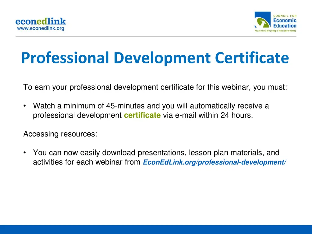 professional development certificate
