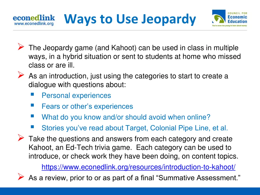 ways to use jeopardy