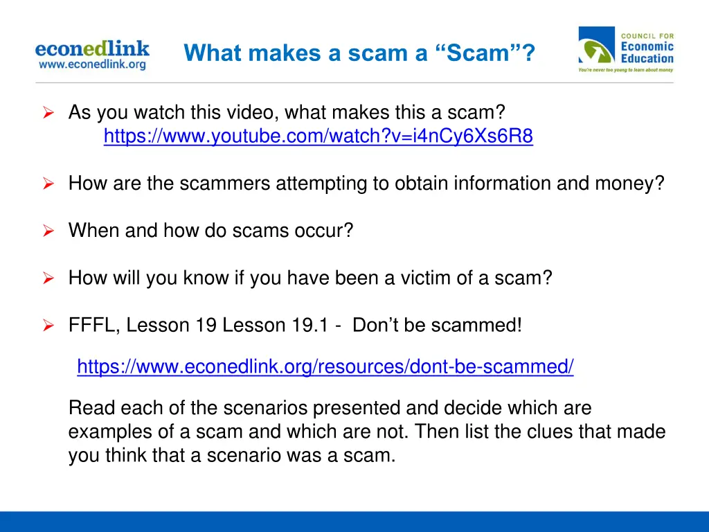 what makes a scam a scam