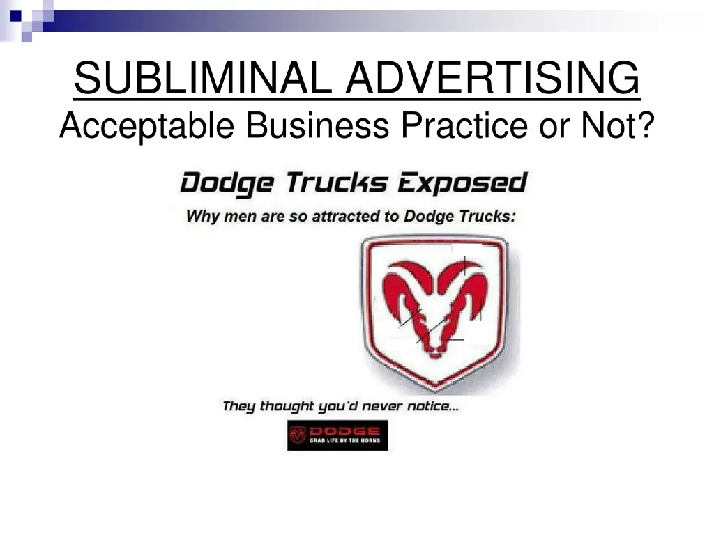 subliminal advertising acceptable business