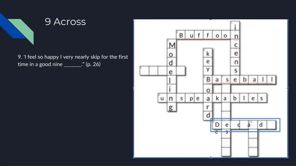 9 across 1