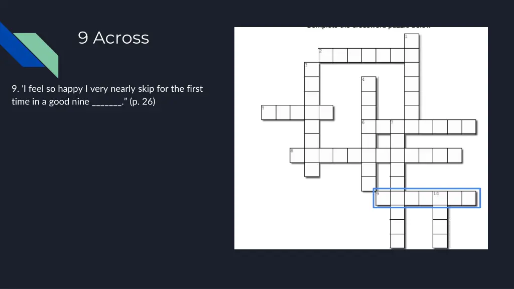 9 across