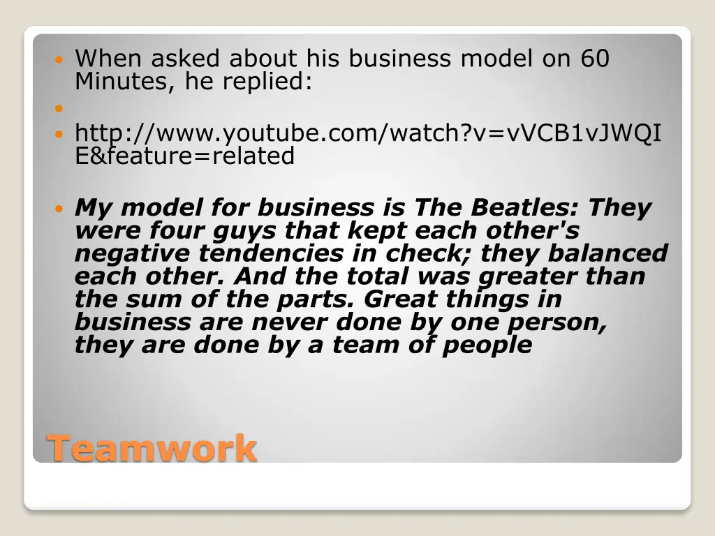 when asked about his business model on 60 minutes