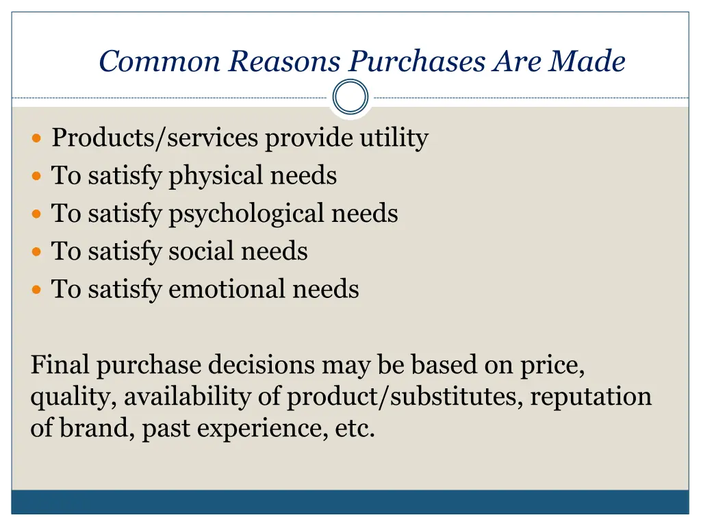 common reasons purchases are made