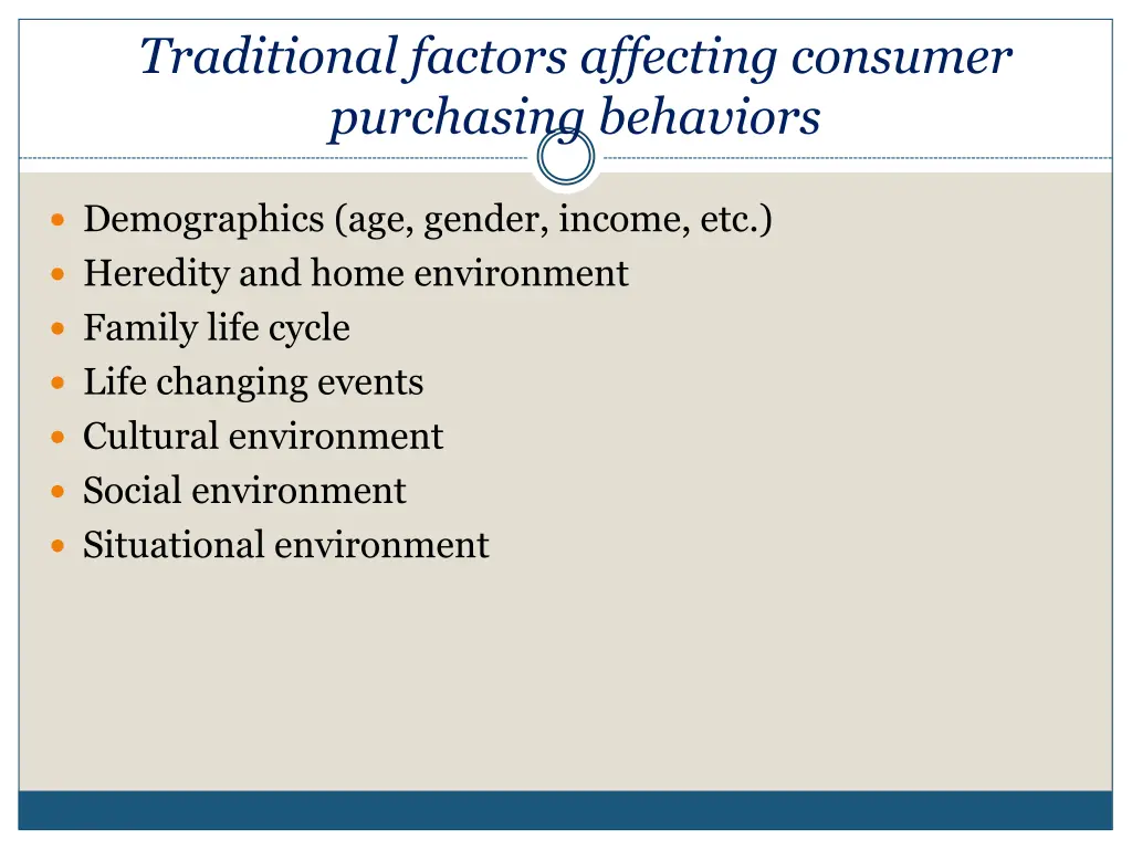 traditional factors affecting consumer purchasing