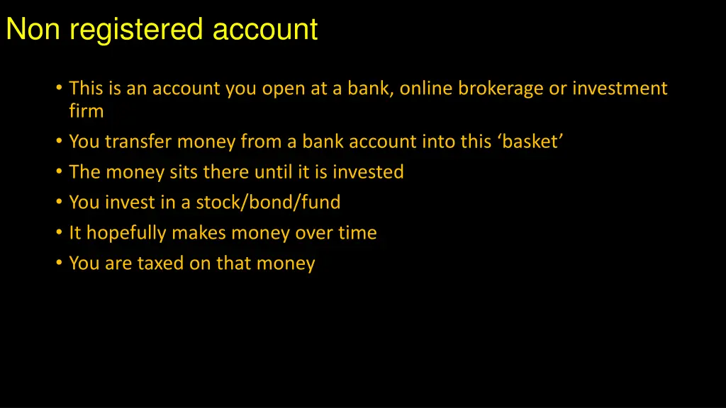 non registered account