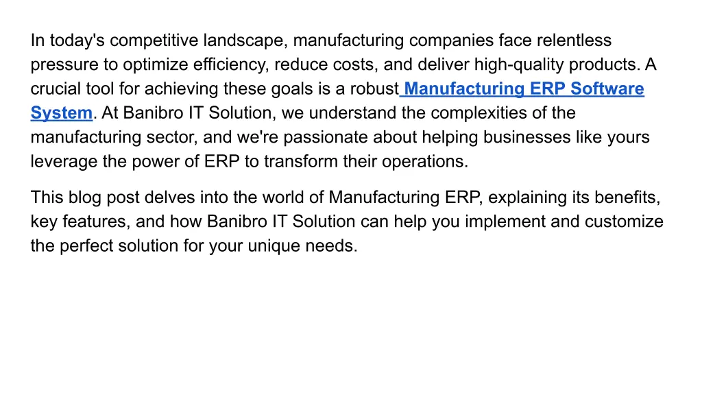 in today s competitive landscape manufacturing