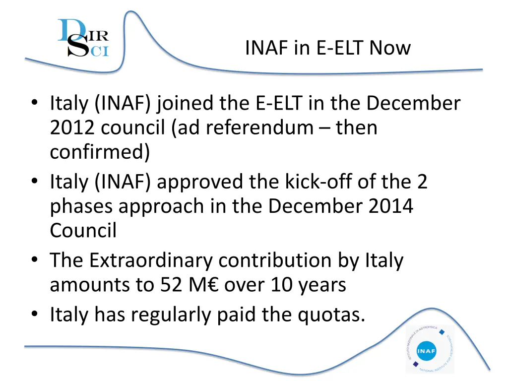 inaf in e elt now