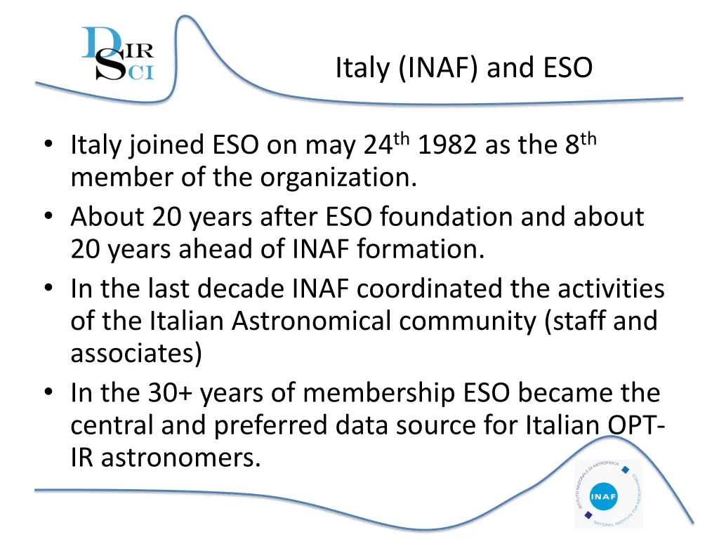 italy inaf and eso