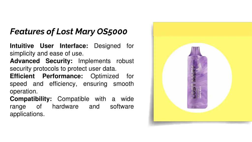 features of lost mary os5000