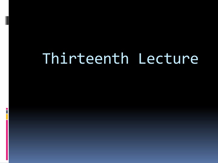 thirteenth lecture