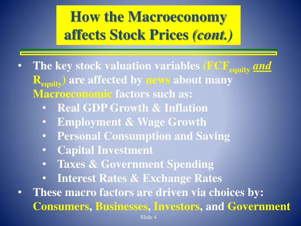 how the macroeconomy affects stock prices cont