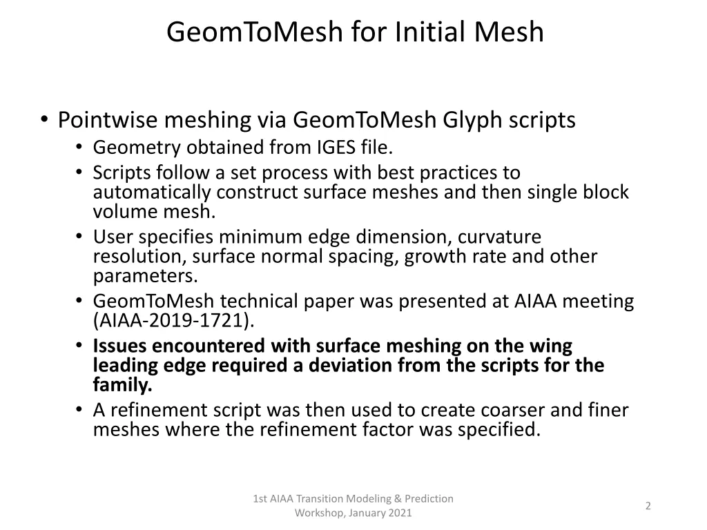 geomtomesh for initial mesh