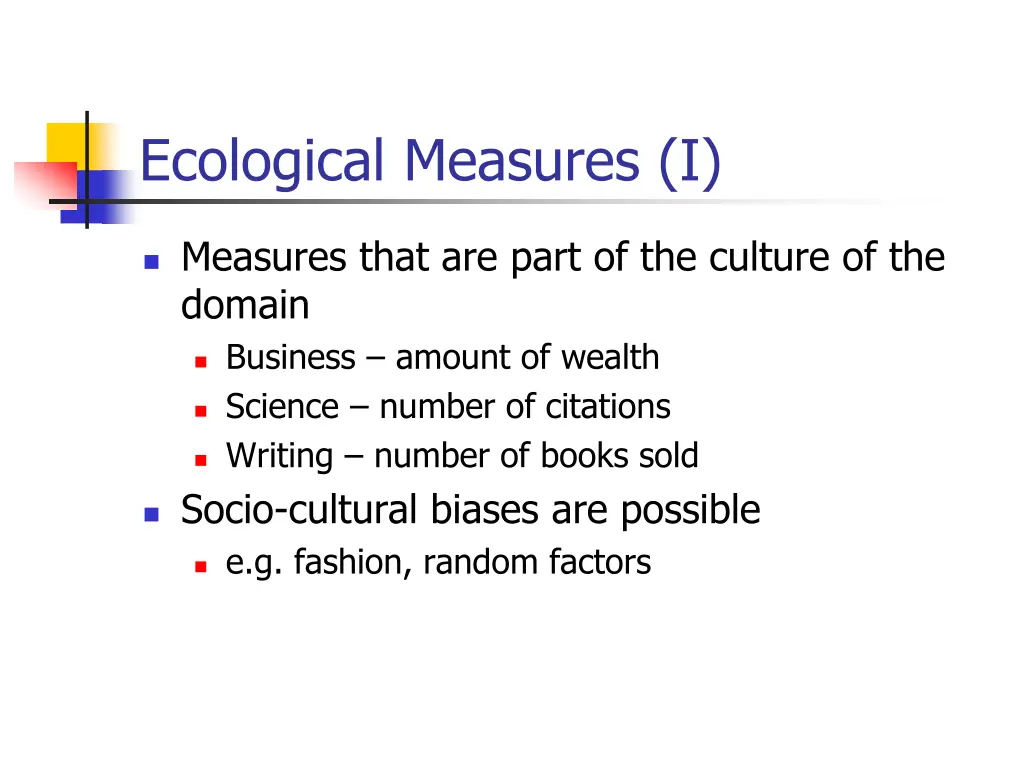 ecological measures i