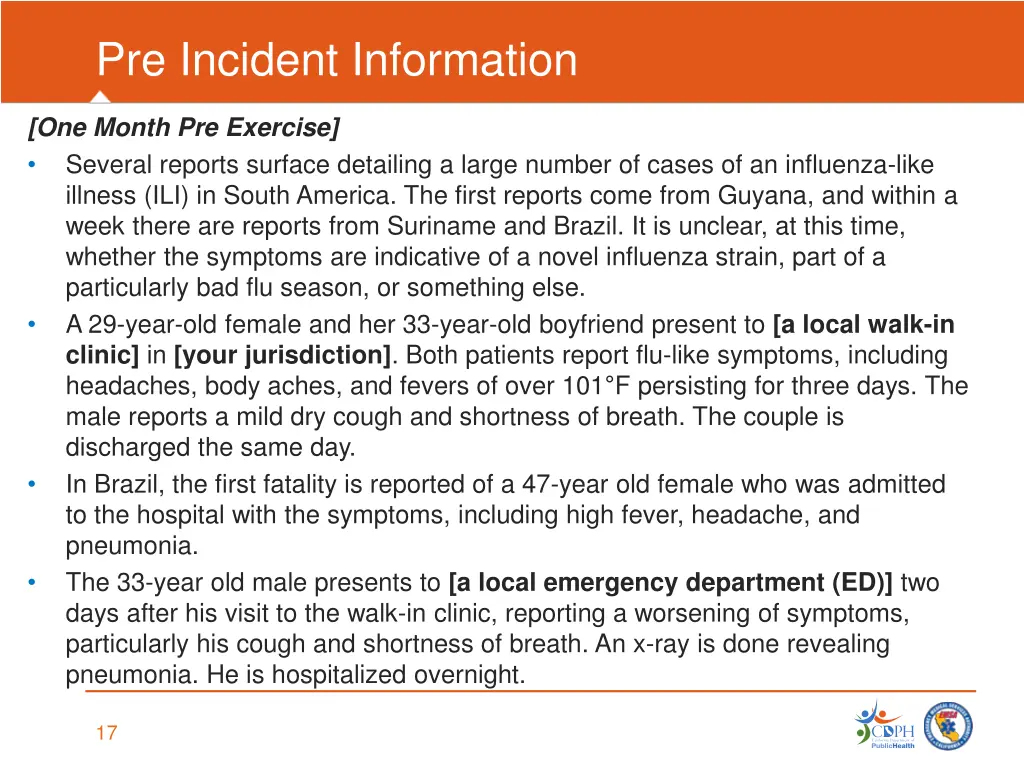 pre incident information