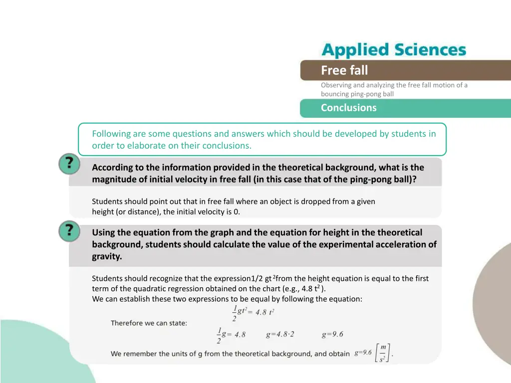 free fall observing and analyzing the free fall 17