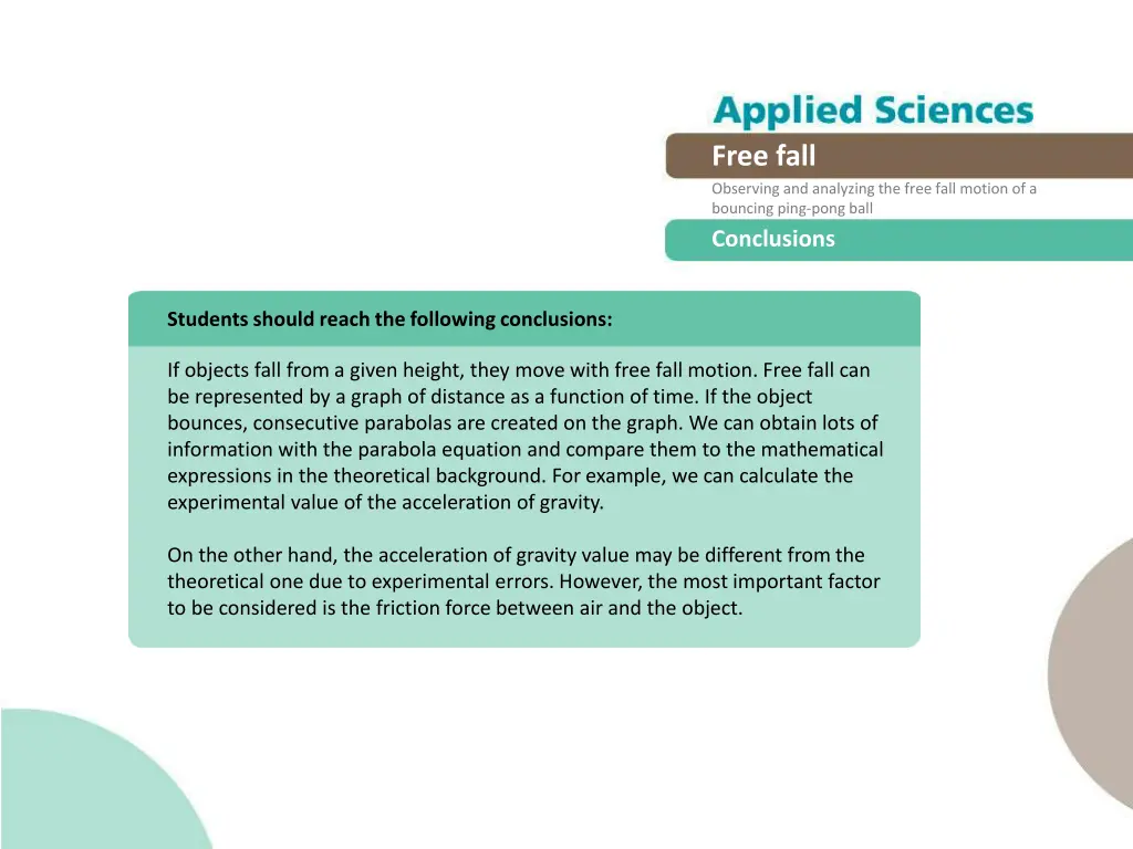free fall observing and analyzing the free fall 19