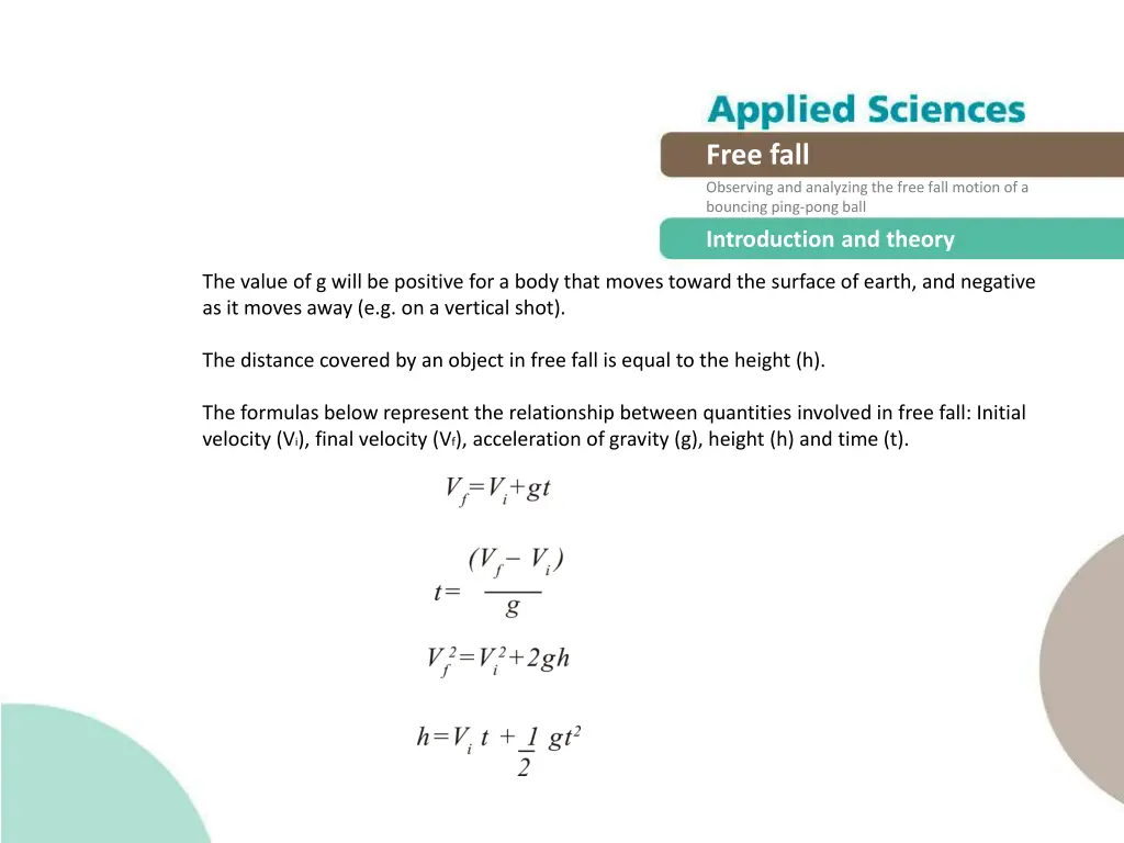 free fall observing and analyzing the free fall 5