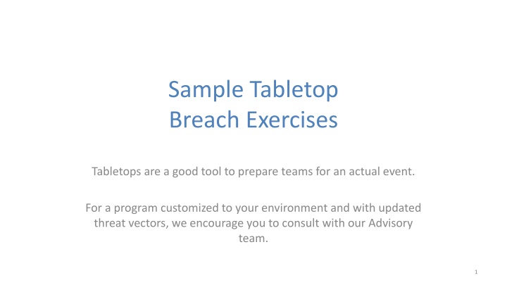sample tabletop breach exercises