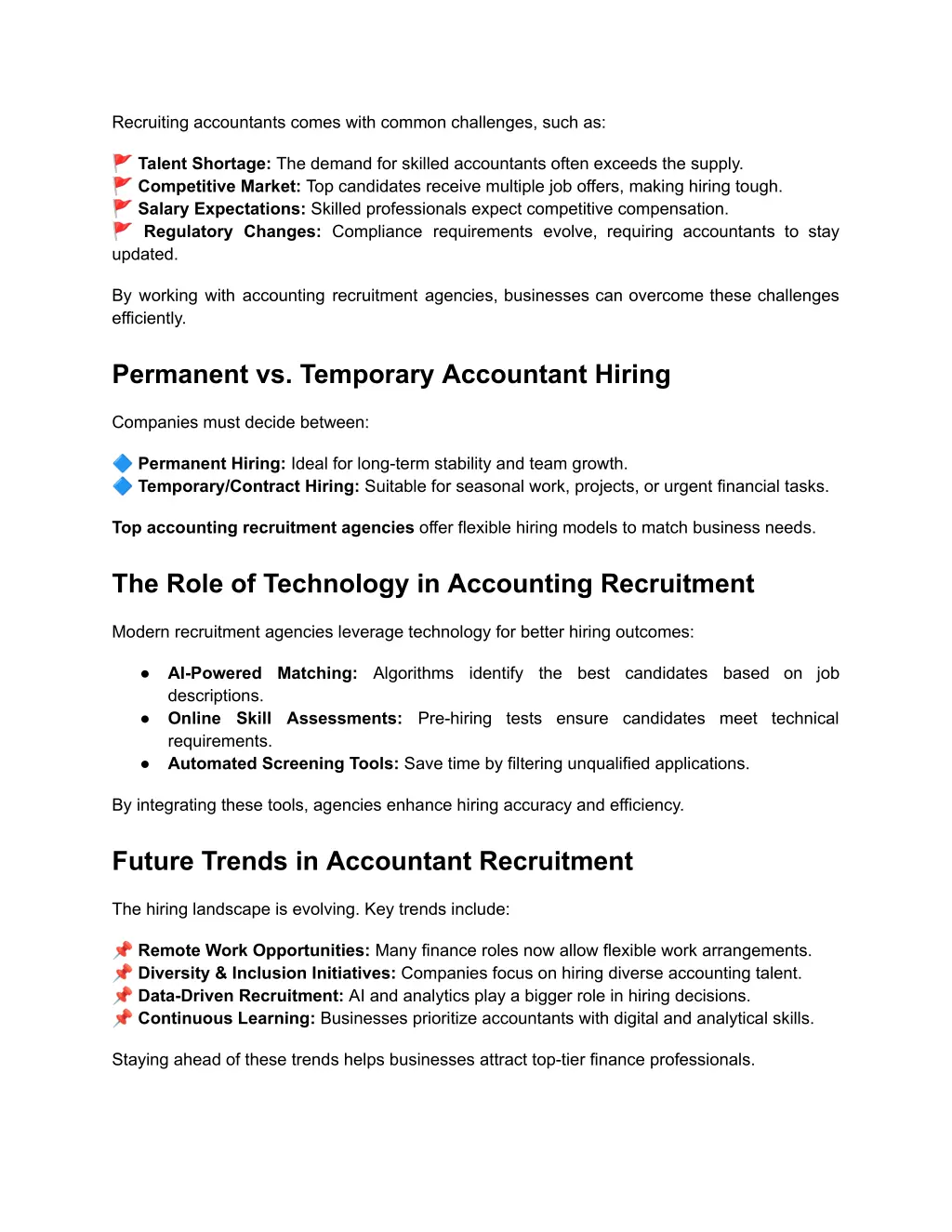 recruiting accountants comes with common