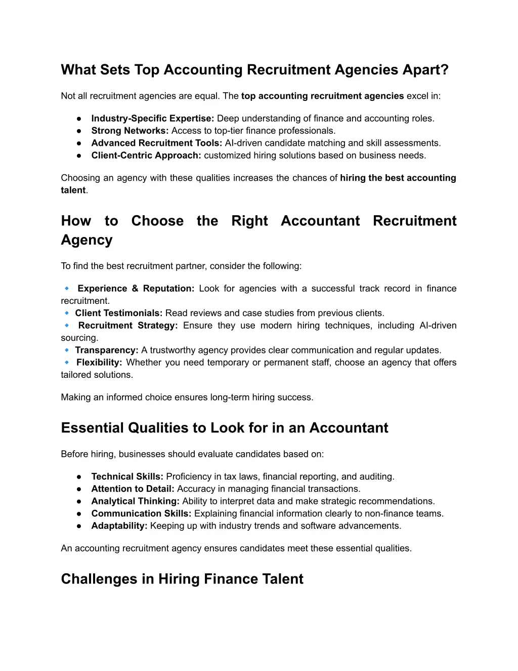 what sets top accounting recruitment agencies