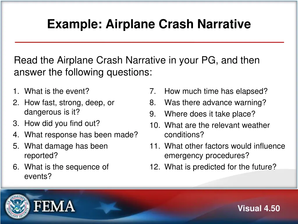 example airplane crash narrative