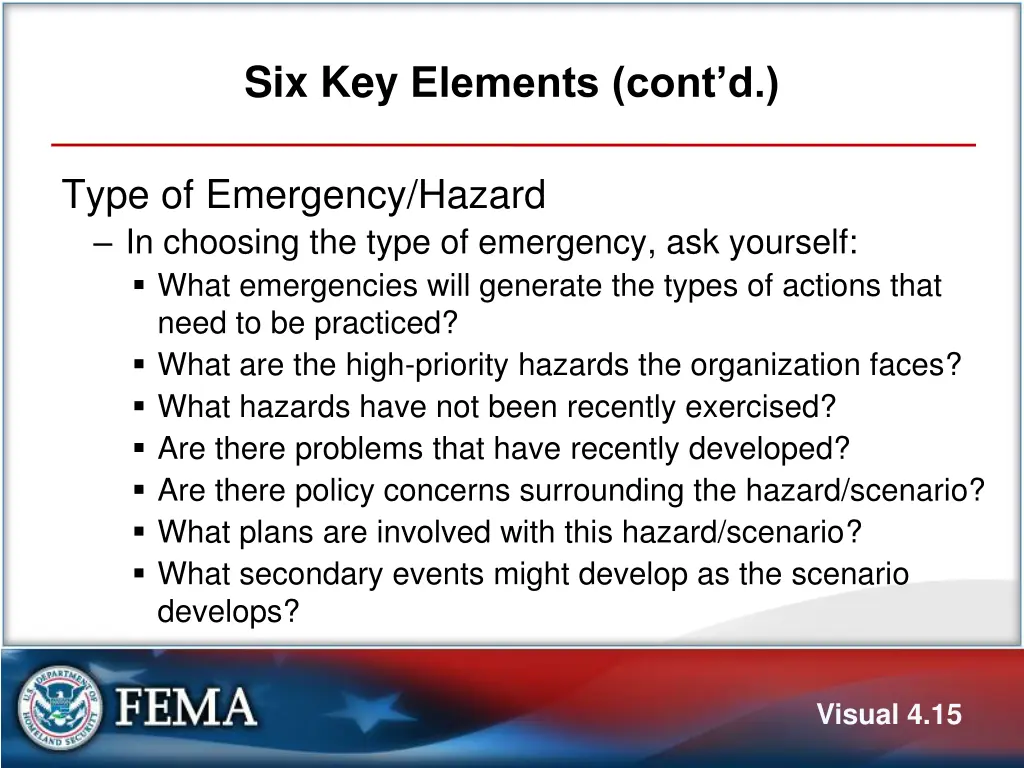 six key elements cont d 1