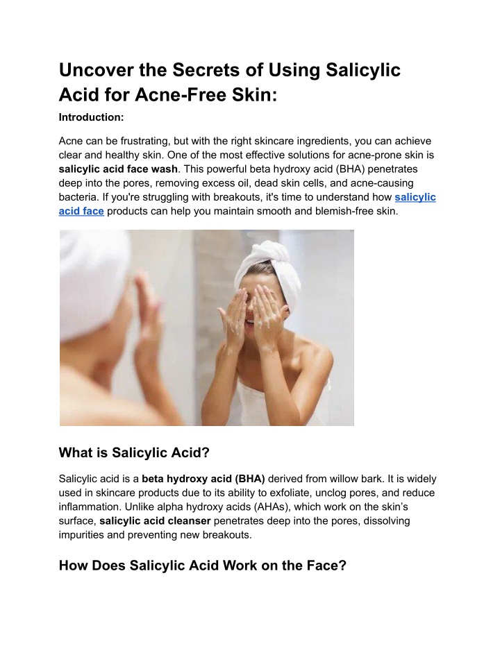 uncover the secrets of using salicylic acid