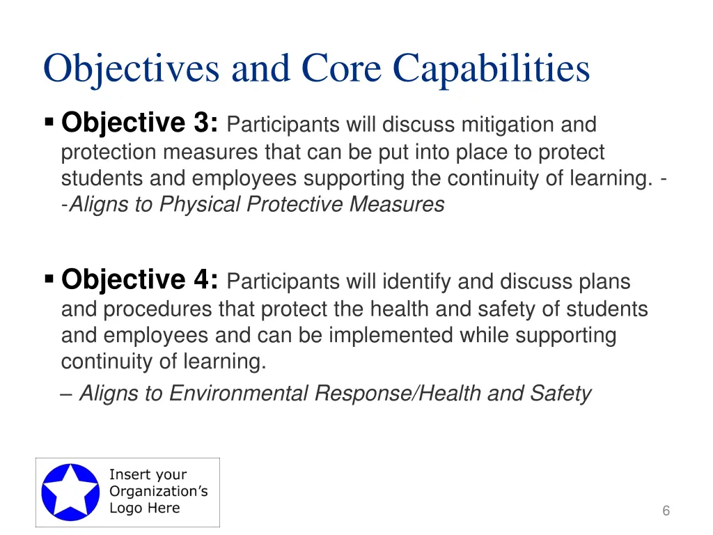 objectives and core capabilities 1