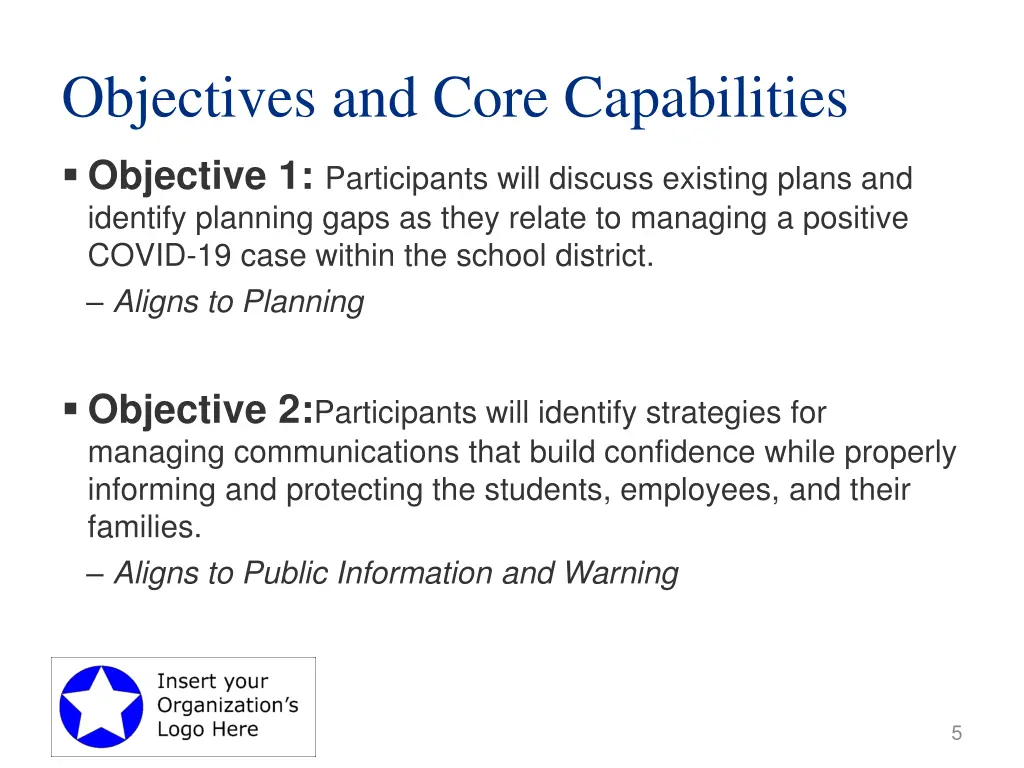 objectives and core capabilities