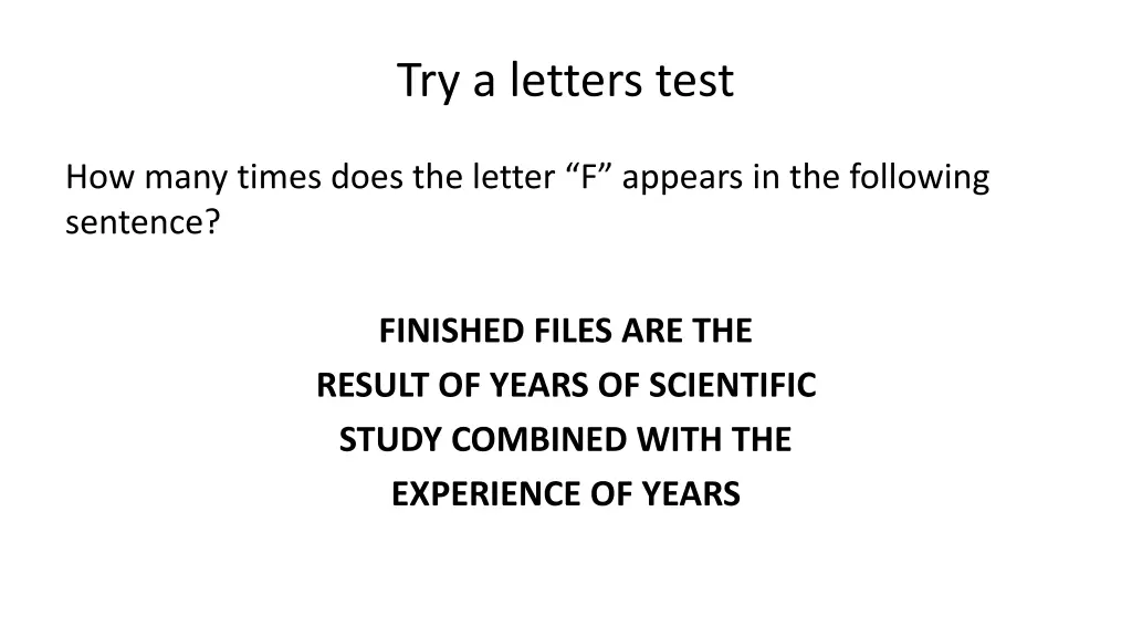 try a letters test