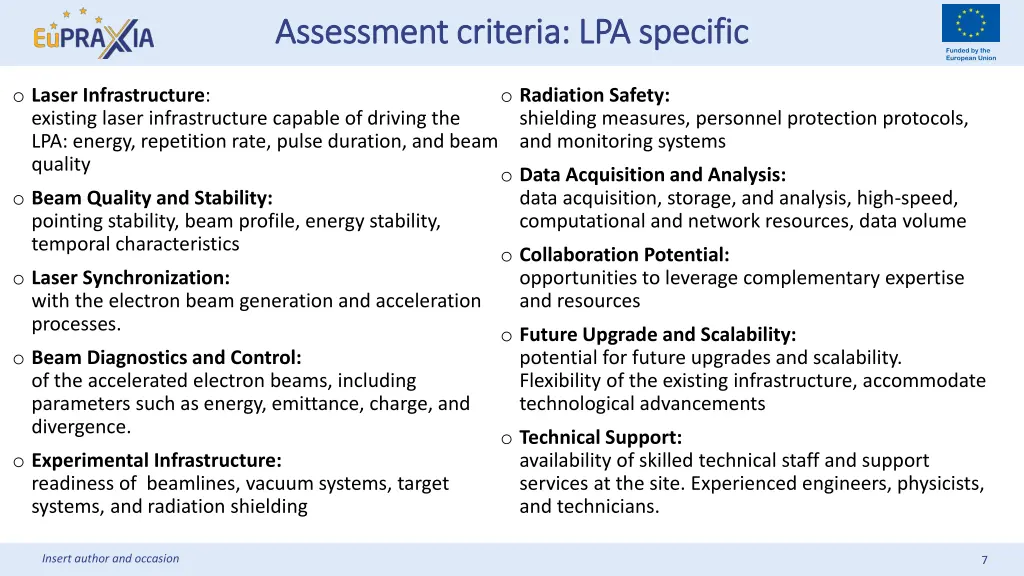 assessment criteria lpa specific assessment